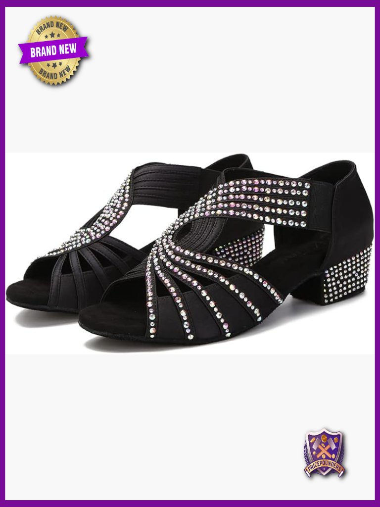 Half Rhinestones Ballroom Dance Shoes Women Latin Salsa Practic Wedding Indoor
